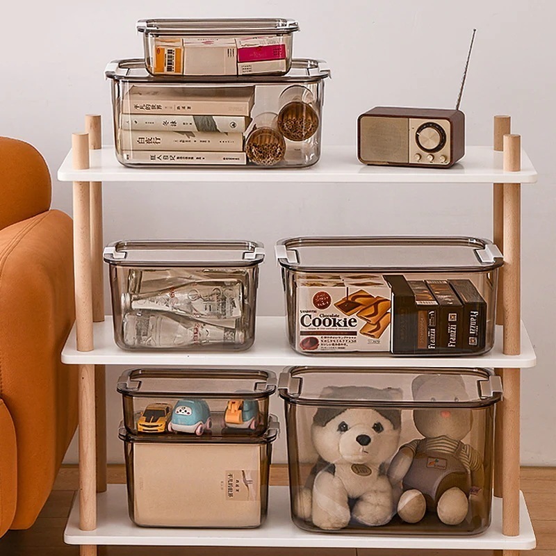 天板雑物マスク収納ボックスリビングおやつおもちゃ収納かごキッチン透明収納蓋付き収納ボックス