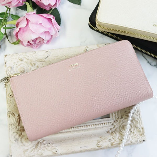 Qoo10] JILL STUART 財布 リボン L字ファスナー長財布 レデ