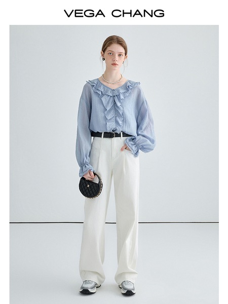 VEGA CHANG2025 春と秋の新レトロルーズ香港スタイルストレートパンツ起毛カール 9 点ジーンズ VEGA CHANG2025 春と秋の新レトロルーズ香港スタイルストレートパンツ起毛カール 9 点ジーンズ