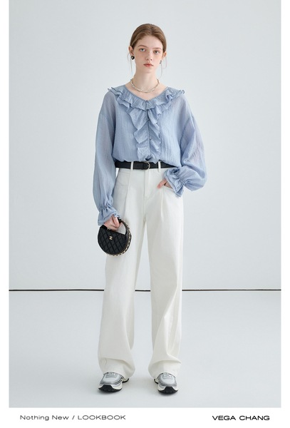 VEGA CHANG2025 春と秋の新レトロルーズ香港スタイルストレートパンツ起毛カール 9 点ジーンズ VEGA CHANG2025 春と秋の新レトロルーズ香港スタイルストレートパンツ起毛カール 9 点ジーンズ
