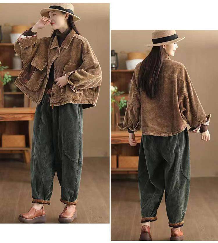 裏起毛 バルーンパンツ コーデュロイ レディース ワイドパンツ 秋冬 パンツ ウエストゴム 切替 コーデュロイパンツ ポケット ロングパンツ ゆったり ボトムス ズボン 体型カバー サーカスパンツ サ