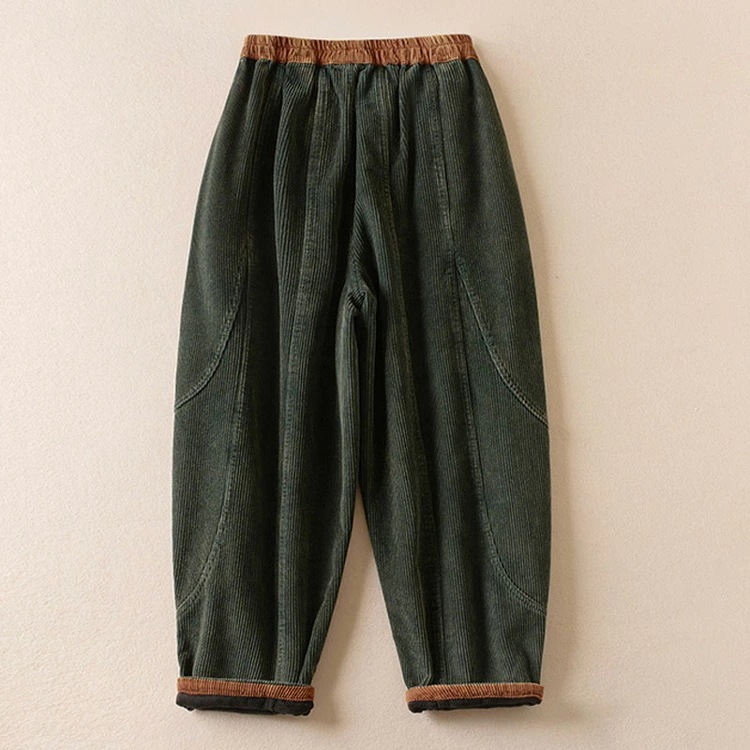 裏起毛 バルーンパンツ コーデュロイ レディース ワイドパンツ 秋冬 パンツ ウエストゴム 切替 コーデュロイパンツ ポケット ロングパンツ ゆったり ボトムス ズボン 体型カバー サーカスパンツ サ