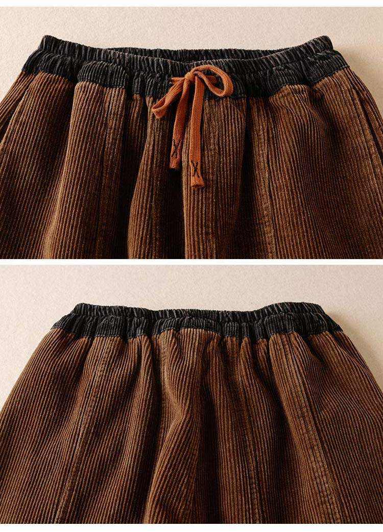 裏起毛 バルーンパンツ コーデュロイ レディース ワイドパンツ 秋冬 パンツ ウエストゴム 切替 コーデュロイパンツ ポケット ロングパンツ ゆったり ボトムス ズボン 体型カバー サーカスパンツ サ