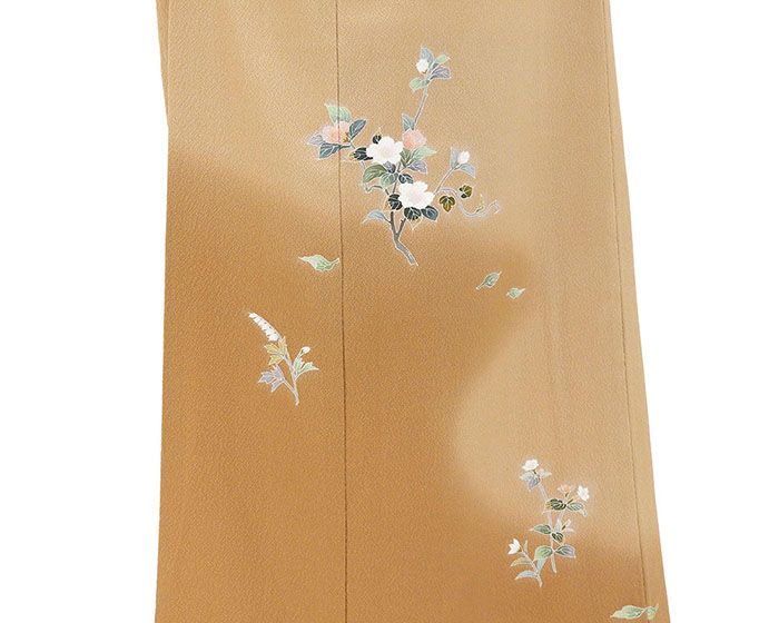 色留袖 未使用 正絹 加賀友禅 梶山伸作 身丈154.5cm 裄丈65.5cm 色留袖 中陰桔梗 一つ紋 未着用 美品 新古品 未使用品 着物 f4040