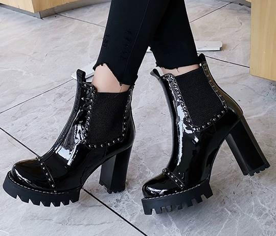 レディース 靴 くつ クツ ブーツ レディースブーツ ヒール ハイヒール 太ヒール 9cmヒール