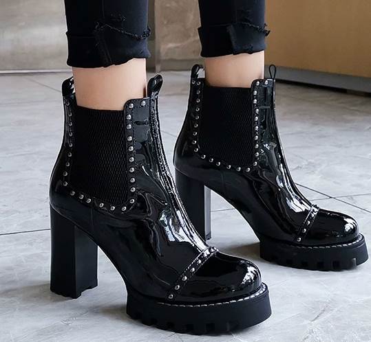 レディース 靴 くつ クツ ブーツ レディースブーツ ヒール ハイヒール 太ヒール 9cmヒール