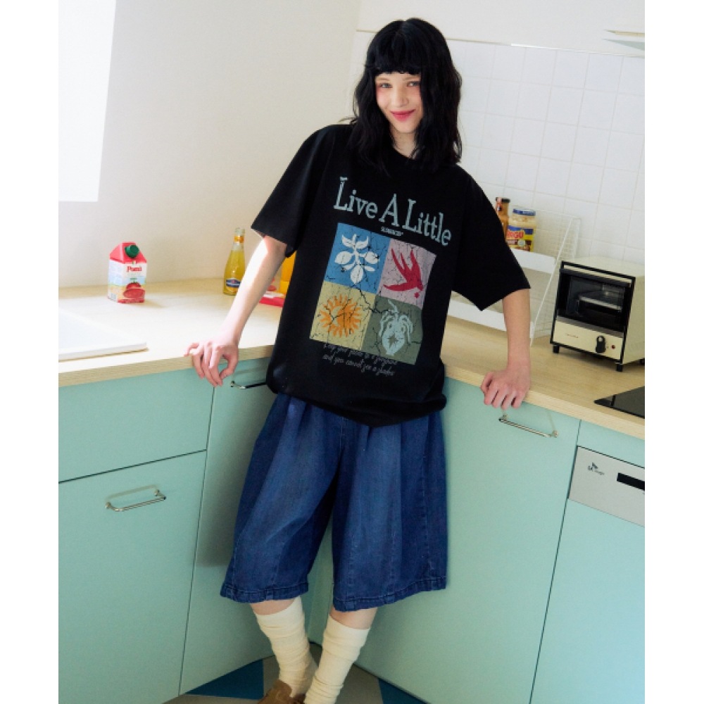 スローアシッドサマーフレーム半袖Tシャツ [ブラック]