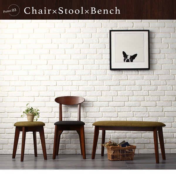 ガラスと木の異素材MIX モダンデザインダイニングシリーズ [Glassik]グラシック ベンチ単品 グリーン