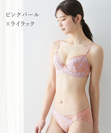 パルファージュ35S♪ブラE70&ショーツL 脇高 ピンク レース セット 新品 パルファージュ35S♪ブラD70&ショーツL 脇高 ピンク レース