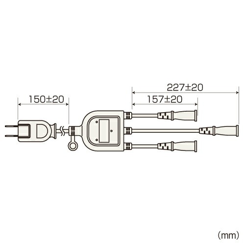 （まとめ買い）ACアダプタ専用電源延長コード 3分岐 2P 3個口 ホワイト TAP-EX3WN [x3]