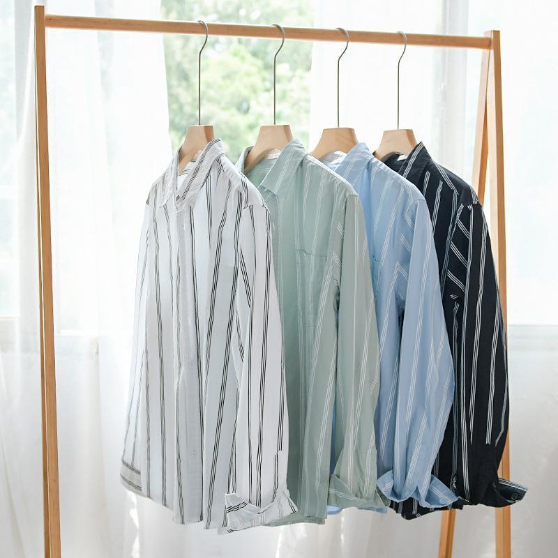 ストライプ シャツ メンズ 長袖 フロントボタン 胸ポケット 襟付き 薄手 カジュアル 羽織り 柔らかい ビジネスシャツ 通勤 通学 ストライプ シャツ メンズ 長袖 フロントボタン 胸ポケット 襟付き 薄手 カジュアル 羽織り 柔らかい ビジネスシャツ 通勤 通学
