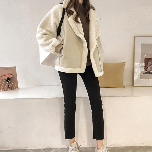 ボアジャケット レディース フェイクムートン カジュアル ブルゾン 秋冬 141996