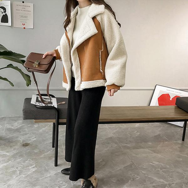 ボアジャケット レディース フェイクムートン カジュアル ブルゾン 秋冬 141996