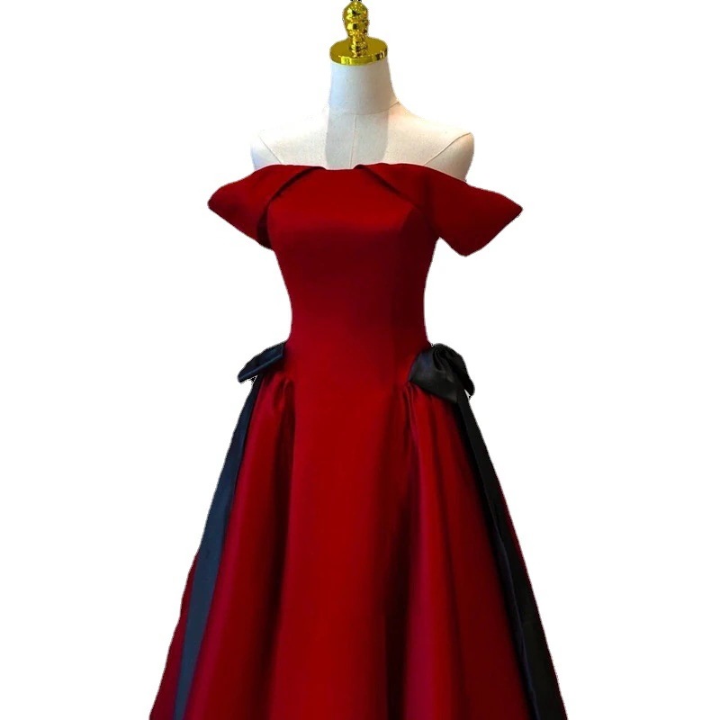 片方の肩のサテンドレス女性2025冬の花嫁の婚約と結婚式のリターンシンドレス 片方の肩のサテンドレス女性2025冬の花嫁の婚約と結婚式のリターンシンドレス