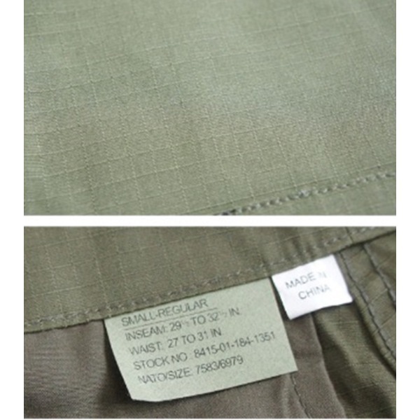アメリカ軍 BDU カーゴパンツ ／迷彩服パンツ XSサイズ リップストップ YN521007 オリーブ レプリカ