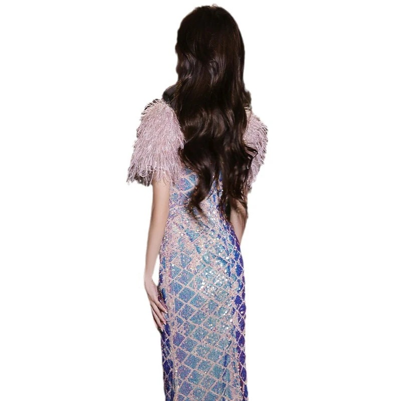 2024 ドレス ニッチライトラグジュアリー年次総会の女性用スパンコールイブニングドレスフィッシュテールドレスボーカルミュージックとアートテストの司会者花嫁 2024 ドレス ニッチライトラグジュアリー年次総会の女性用スパンコールイブニングドレスフィッシュテールドレスボーカルミュージックとアートテストの司会者花嫁