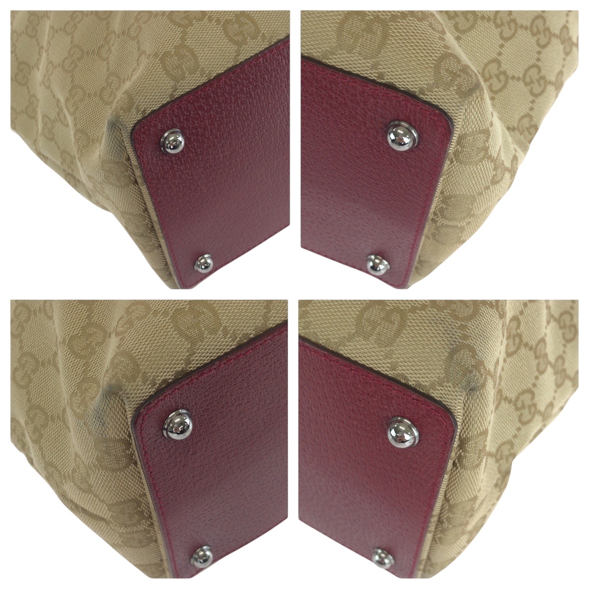 美品 ベージュ レッド シルバー金具 GGキャンバス 120836 トートバッグ ハンドバッグ レディース 501128 美品 ベージュ レッド シルバー金具 GGキャンバス 120836 トートバッグ ハンドバッグ レディース 501128