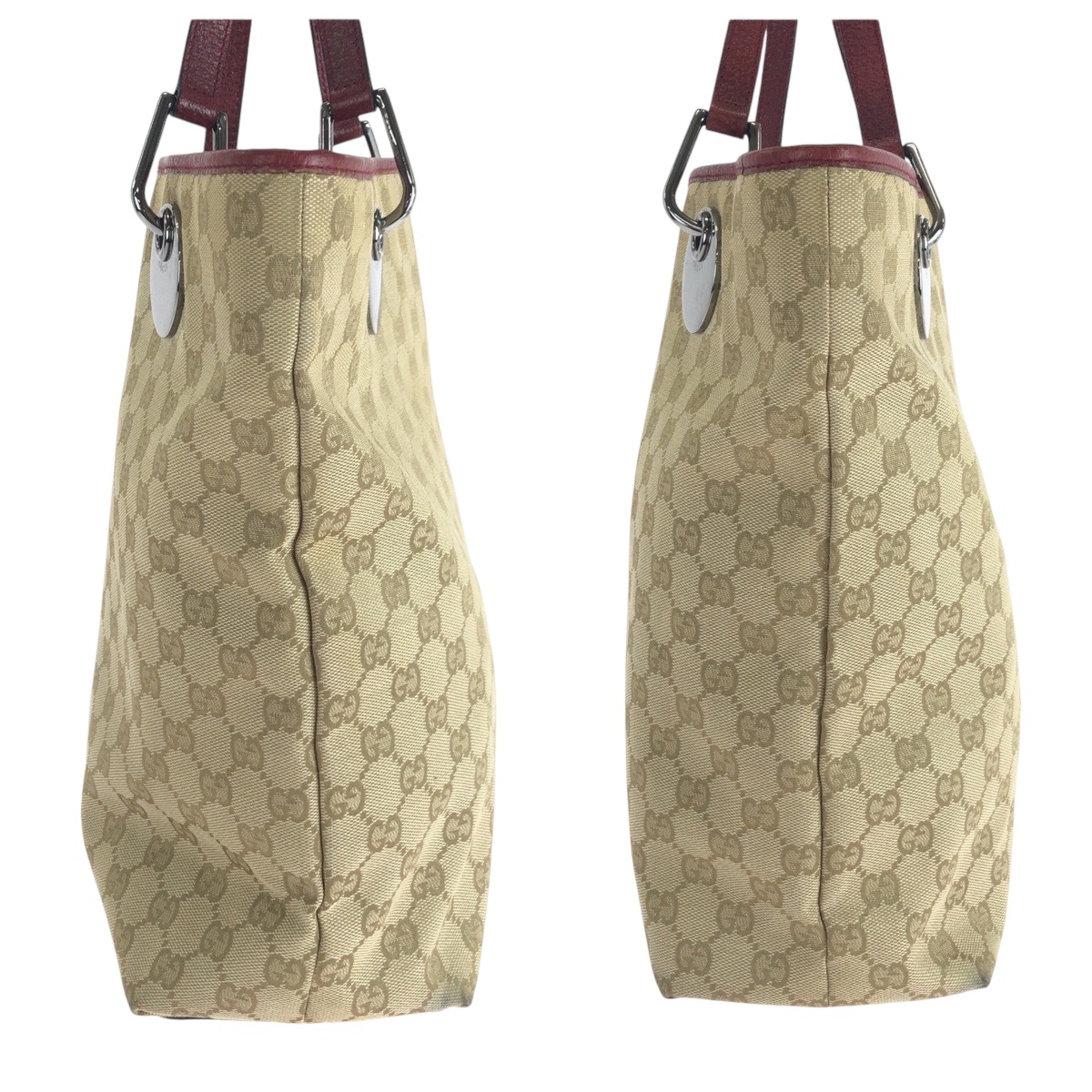 美品 ベージュ レッド シルバー金具 GGキャンバス 120836 トートバッグ ハンドバッグ レディース 501128 美品 ベージュ レッド シルバー金具 GGキャンバス 120836 トートバッグ ハンドバッグ レディース 501128