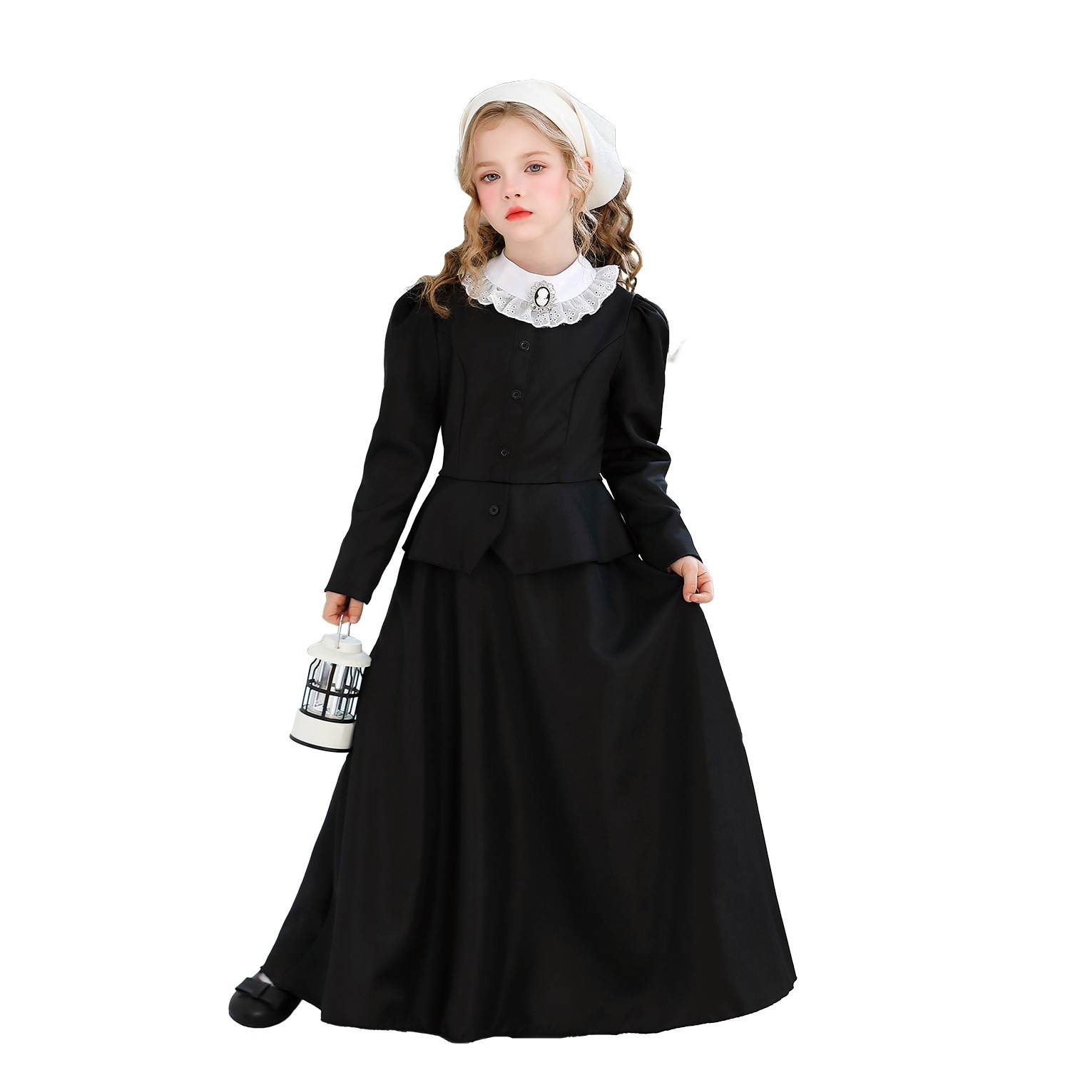 ハロウィンの女の子のコスチュームピルグリムコロニーの女の子の100日目の学校のパフォーマンスコスチュームスーザンドレス