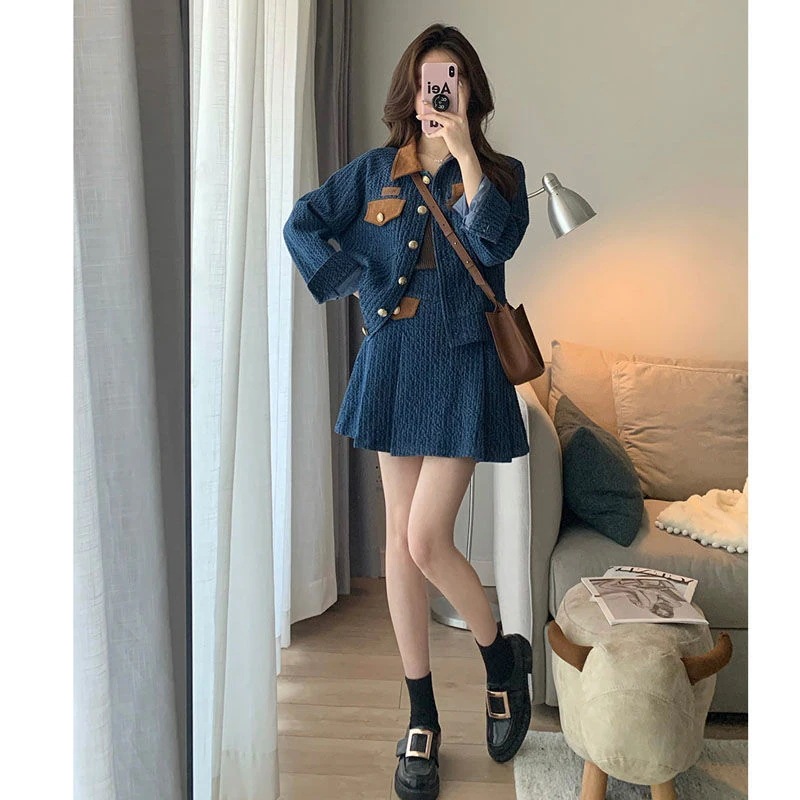 2025新作 韓国風セットアップ レディーススウェット上下セット 秋冬高級感のあるデニムスカート2点セットセットアップ夕イトスカ一トアウター レディース 2025新作 韓国風セットアップ レディーススウェット上下セット 秋冬高級感のあるデニムスカート2点セットセットアップ夕イトスカ一トアウター レディース