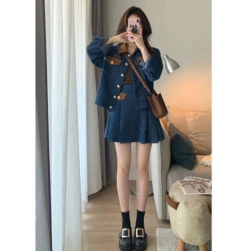 2025新作 韓国風セットアップ レディーススウェット上下セット 秋冬高級感のあるデニムスカート2点セットセットアップ夕イトスカ一トアウター レディース 2025新作 韓国風セットアップ レディーススウェット上下セット 秋冬高級感のあるデニムスカート2点セットセットアップ夕イトスカ一トアウター レディース