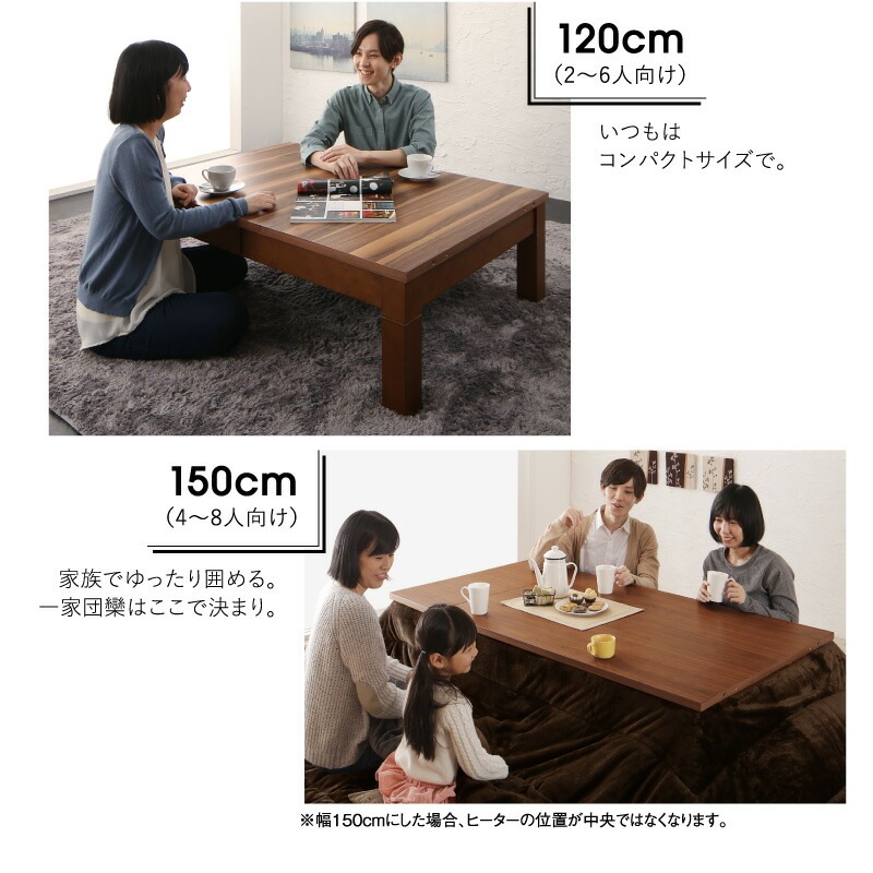 3段階伸長式 天然木こたつテーブル [ワイデンアルファ2] 長方形（幅120180cmx奥行80cm） オーク