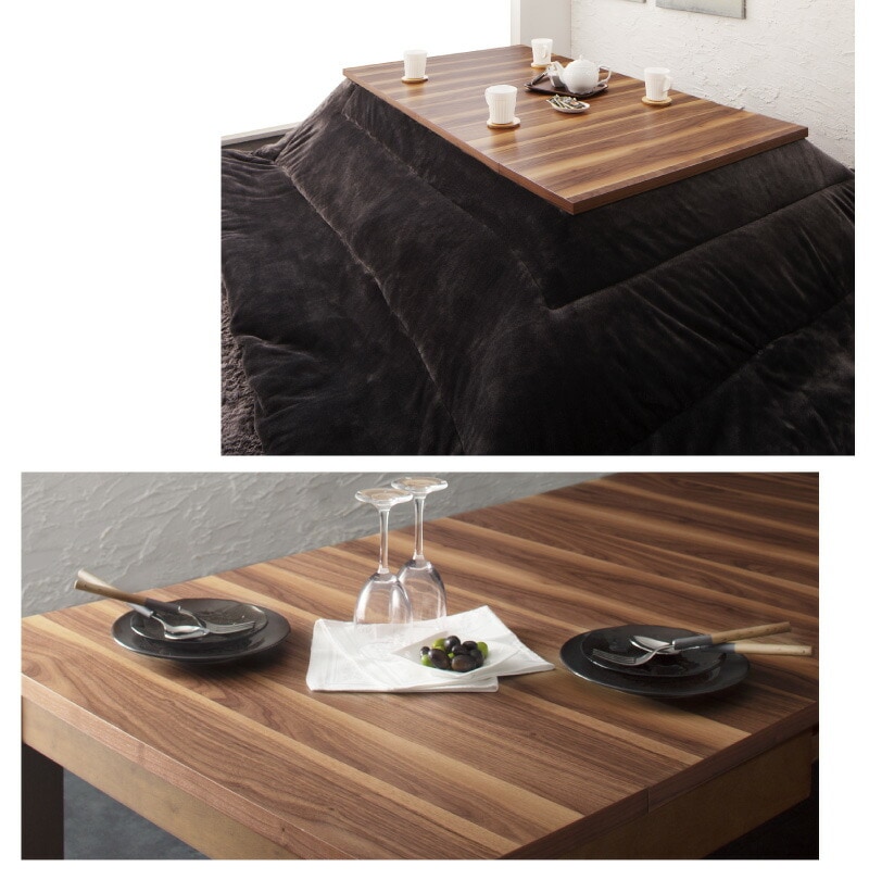 3段階伸長式 天然木こたつテーブル [ワイデンアルファ2] 長方形（幅120180cmx奥行80cm） オーク