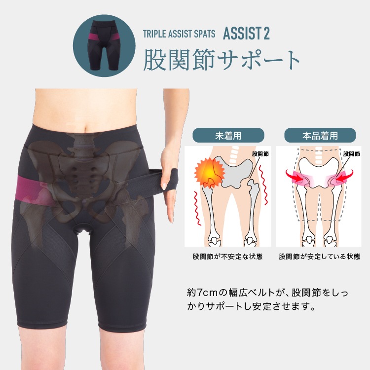 【メーカー正規品】 スパッツ 股関節 サポート お腹 ヒップ ウエスト 腸腰筋 股関節 ぽっこりお腹 ヒップアップ ブラック ベージュ 美姿勢 楽 サポートスパッツ フィギュアスケート