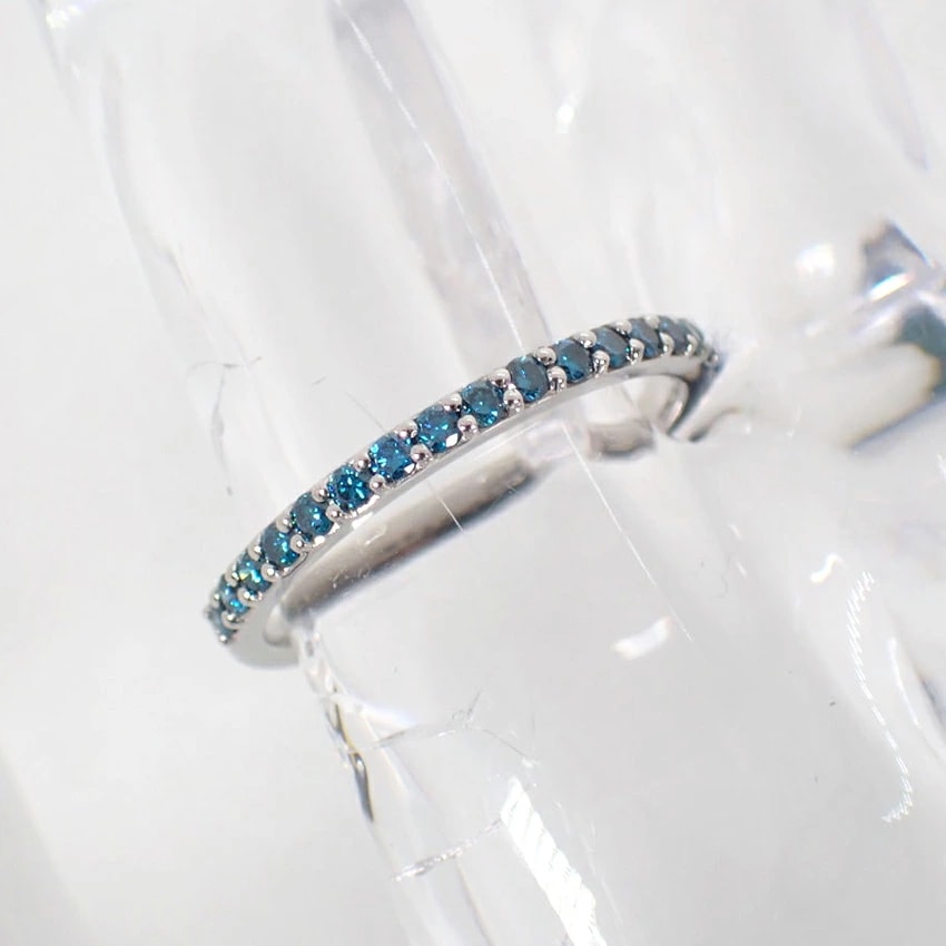 Pt950 ブルーダイヤモンド ハーフエタニティ リング/11号/g446-84