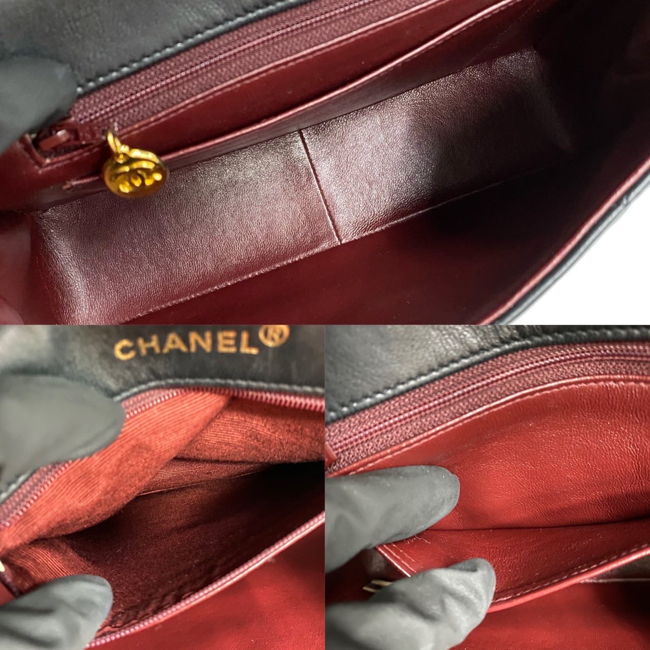 ヴィンテージ マトラッセ ココマークショルダーバッグ ラムスキン ブラック 22410 ヴィンテージ マトラッセ ココマークショルダーバッグ ラムスキン ブラック 22410