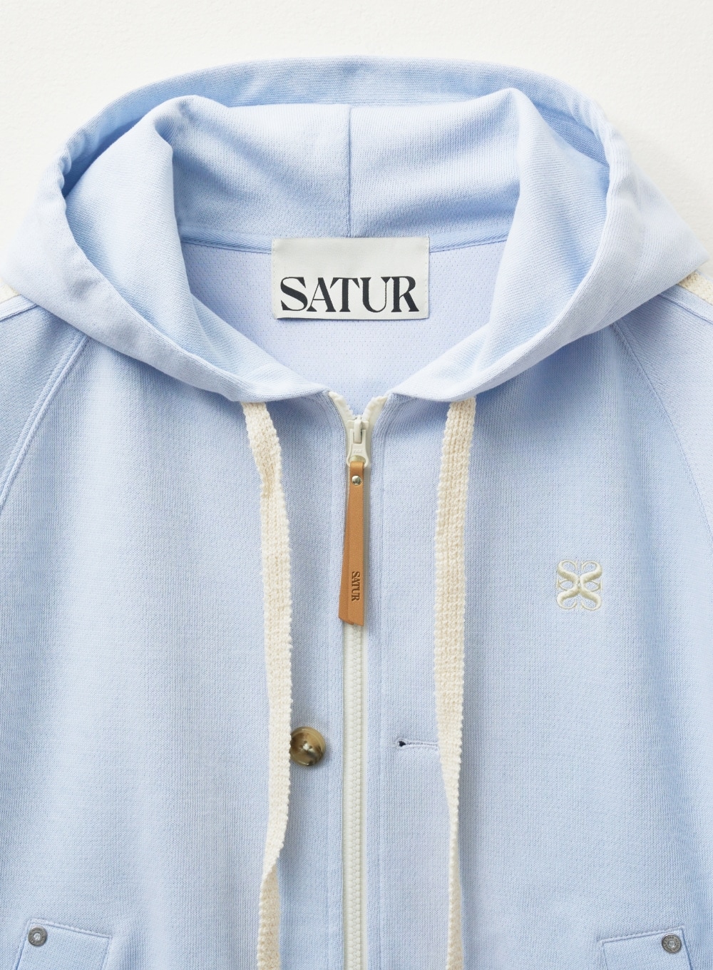 SATUR】 (W) LAWTON LOOSE FIT HOOD ZIP-UP : SKY BLUE