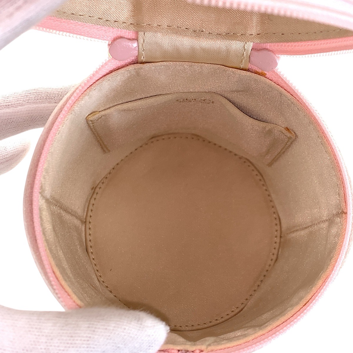 バンブー ピンク ゴールド金具 サテン ハンドバッグ バニティバッグ