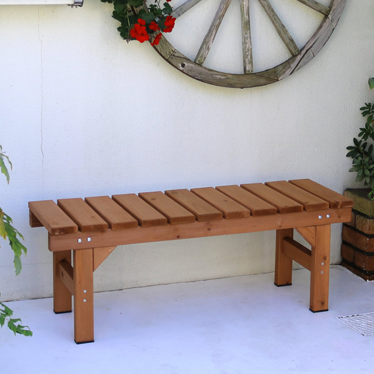 縁台ベンチ hiyori 幅107cm ベンチ 木製 屋外 ウッドチェア ウッドベンチ 庭 バルコニー 縁台 天然木 杉 庭先 ガーデンファーニチャー 椅子 長椅子 ガーデン おしゃれ