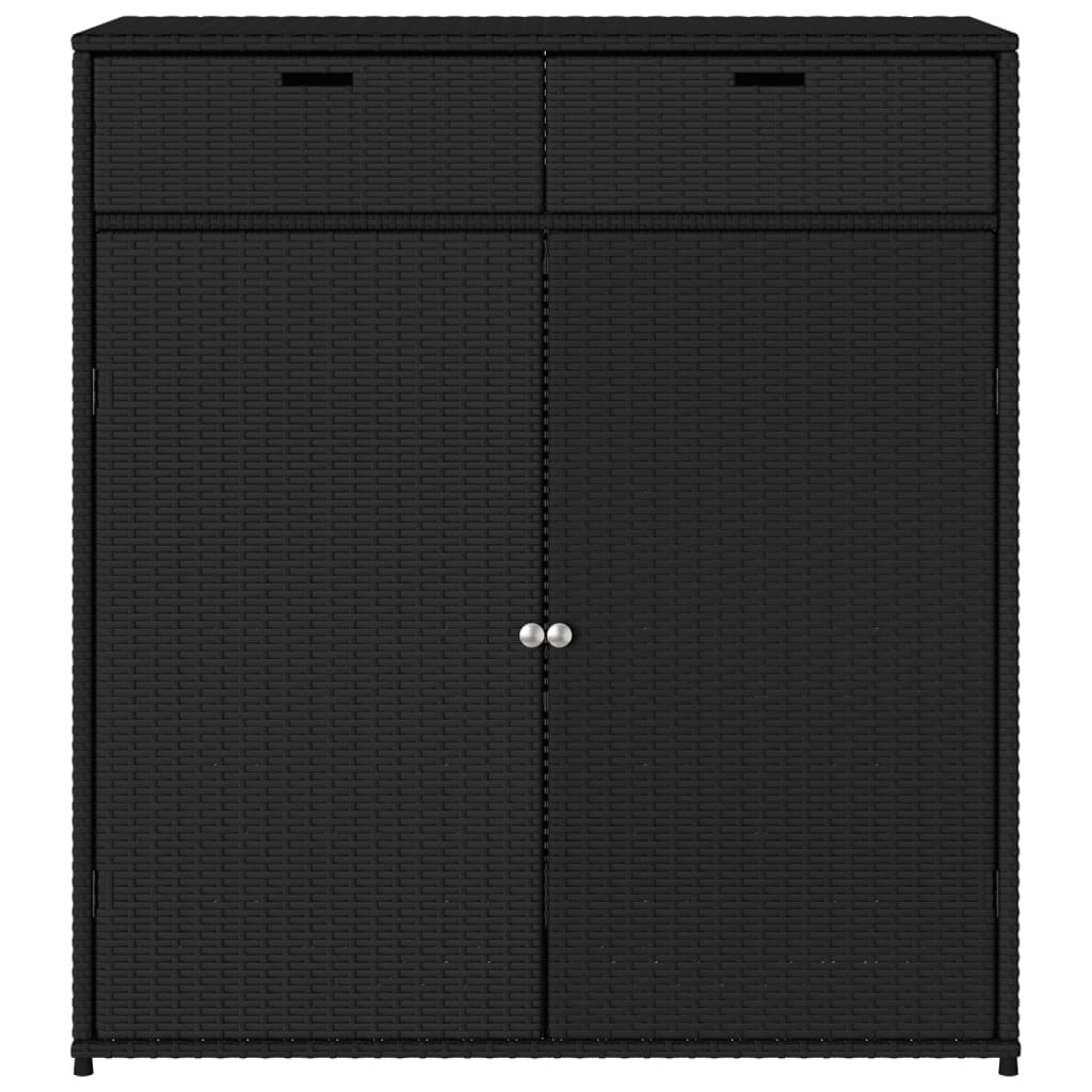 ガーデン収納キャビネット 105x55x113 cm ポリラタン製 ブラック
