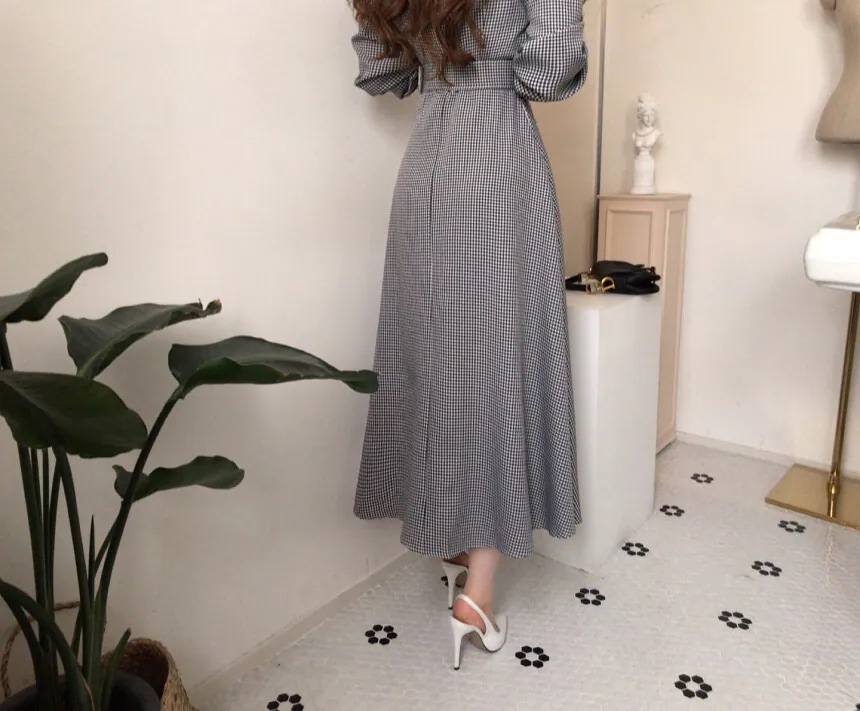 ワンピース ロングワンピース ロング丈 レース 長袖 パフスリーブ ハイウエスト 襟付き ボタン ワンピース ロングワンピース ロング丈 レース 長袖 パフスリーブ ハイウエスト 襟付き ボタン