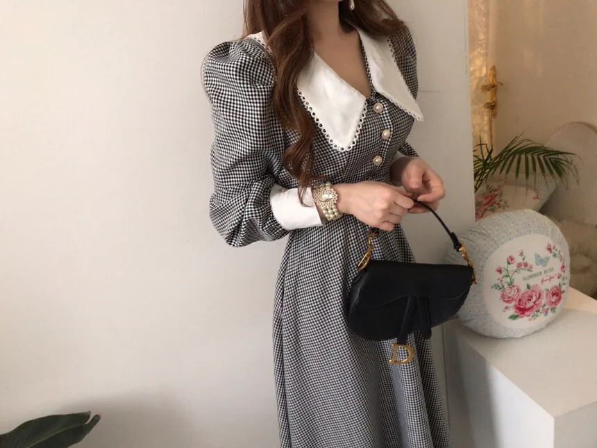 ワンピース ロングワンピース ロング丈 レース 長袖 パフスリーブ ハイウエスト 襟付き ボタン ワンピース ロングワンピース ロング丈 レース 長袖 パフスリーブ ハイウエスト 襟付き ボタン