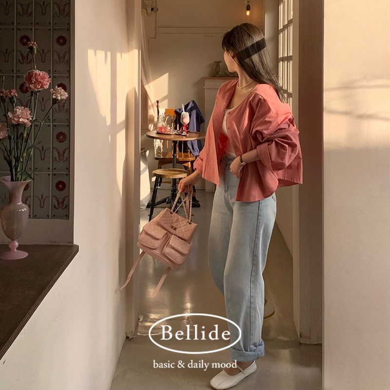 [MADE] ルーズフィットノーカラーコットンシャツ bs1165