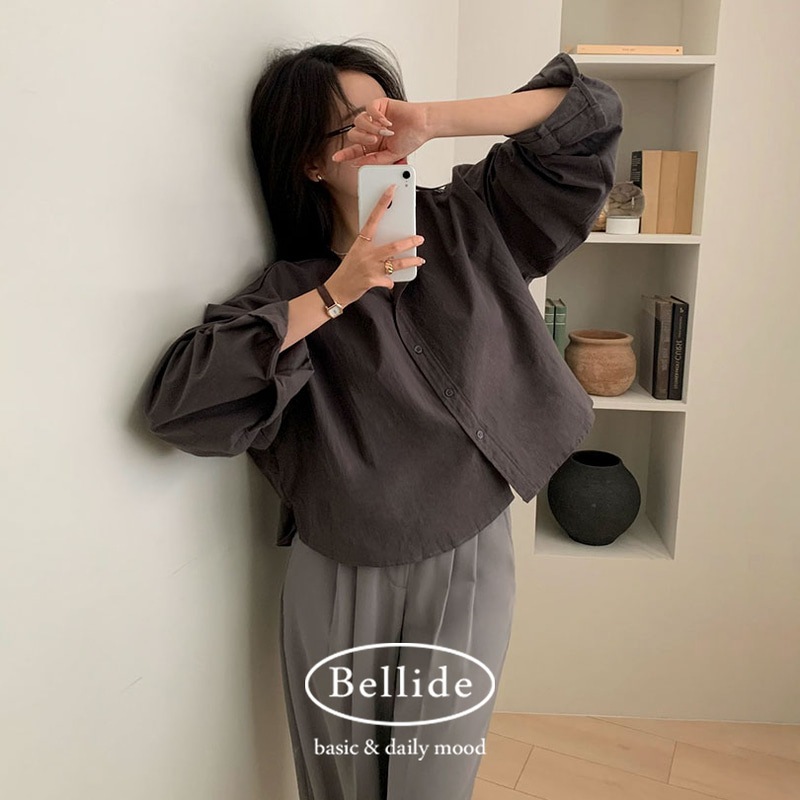 [MADE] ルーズフィットノーカラーコットンシャツ bs1165