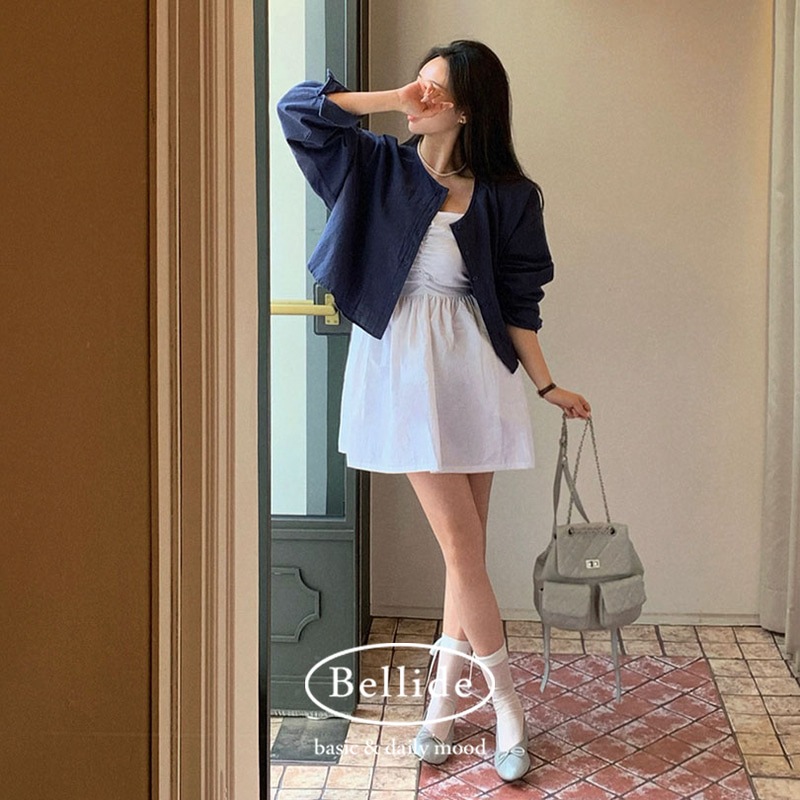 [MADE] ルーズフィットノーカラーコットンシャツ bs1165