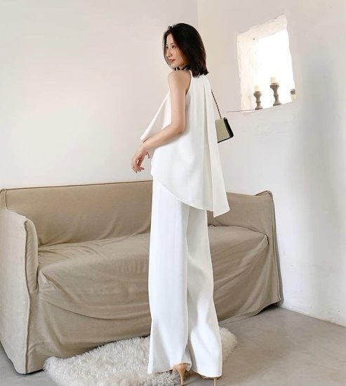 パンツドレス レディース オールインワン ノースリーブ ホルターネック