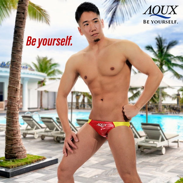 専門店の安心の1ヶ月保証付 Aqux swim bikini 競パン Mサイズ 蛍光