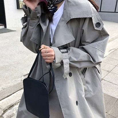 コート アウター ロング トレンチ ドロップショルダー モノトーン