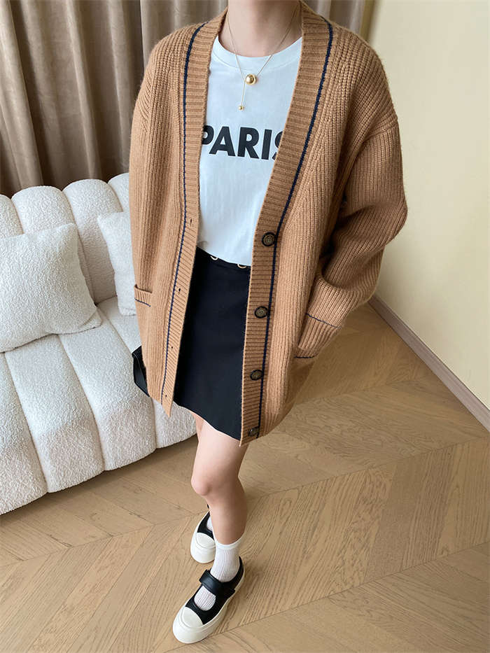 カーディガン レディース 秋冬 厚手 長袖 ゆったり ニット カーデ ロングカーディガン トップス ミドル丈 アウター コーディガン アウター 無地 Vネック ポケット付き 防寒対策 暖かい 秋 冬