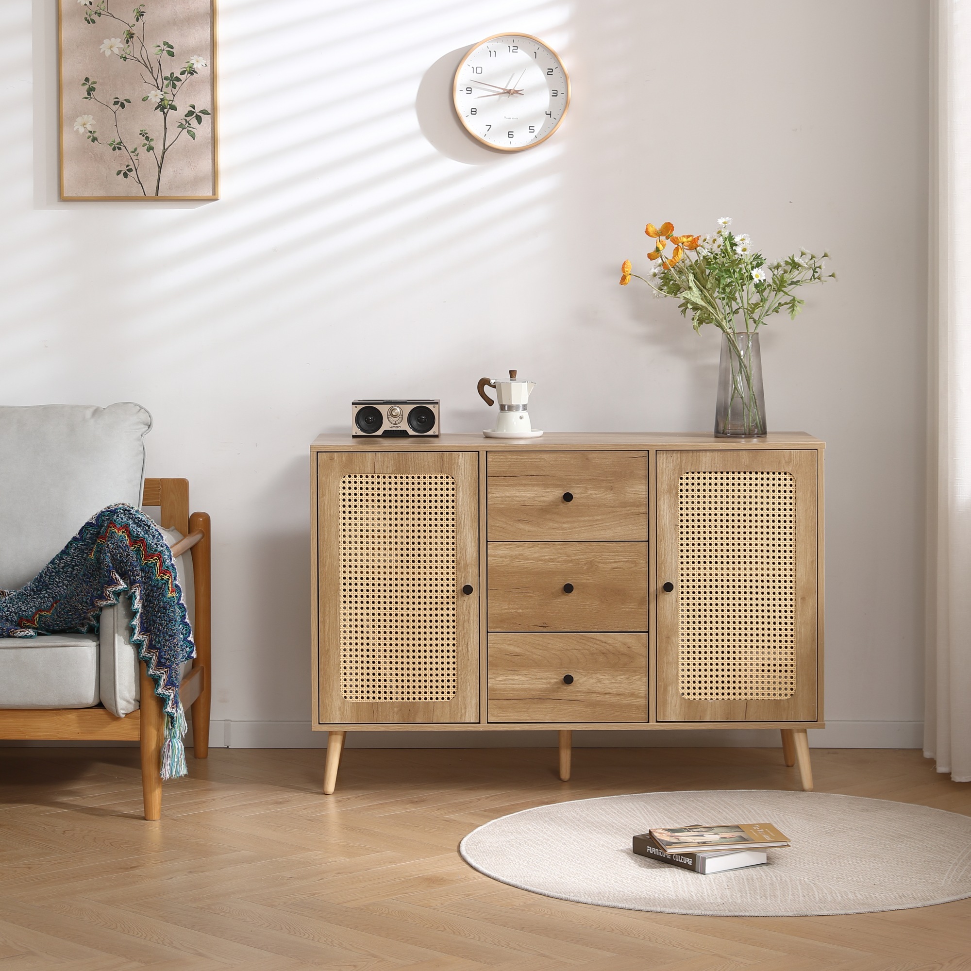 キャビネット サイドボード チェストラタン調 ラタン風 引き出し付 大容量 収納 Amazon｜キャビネット サイドボード チェストラタン調 ラタン風 幅60cm