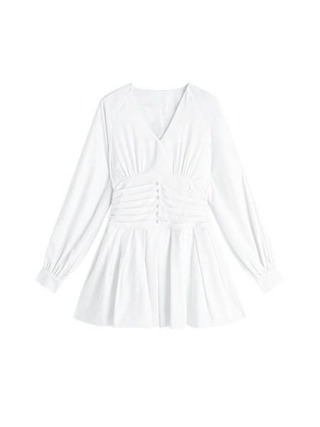 スリーピーラビット スリムフィット Vネック ハイウエスト 長袖ドレス