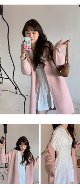 スリーピーラビット スリムフィット Vネック ハイウエスト 長袖ドレス