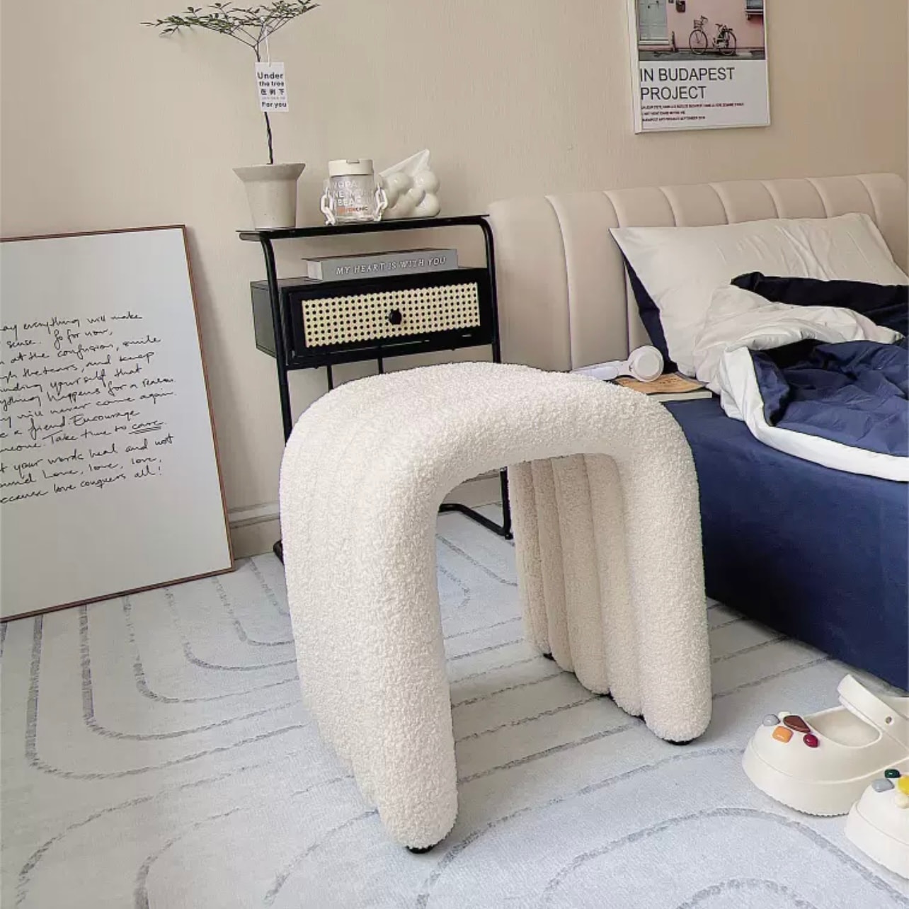 ブークレ アーチ型 スツール ドレッサー 椅子 オットマン おしゃれ 韓国インテリア 韓国雑貨 韓国っぽ インテリア雑貨 韓国 70PARK