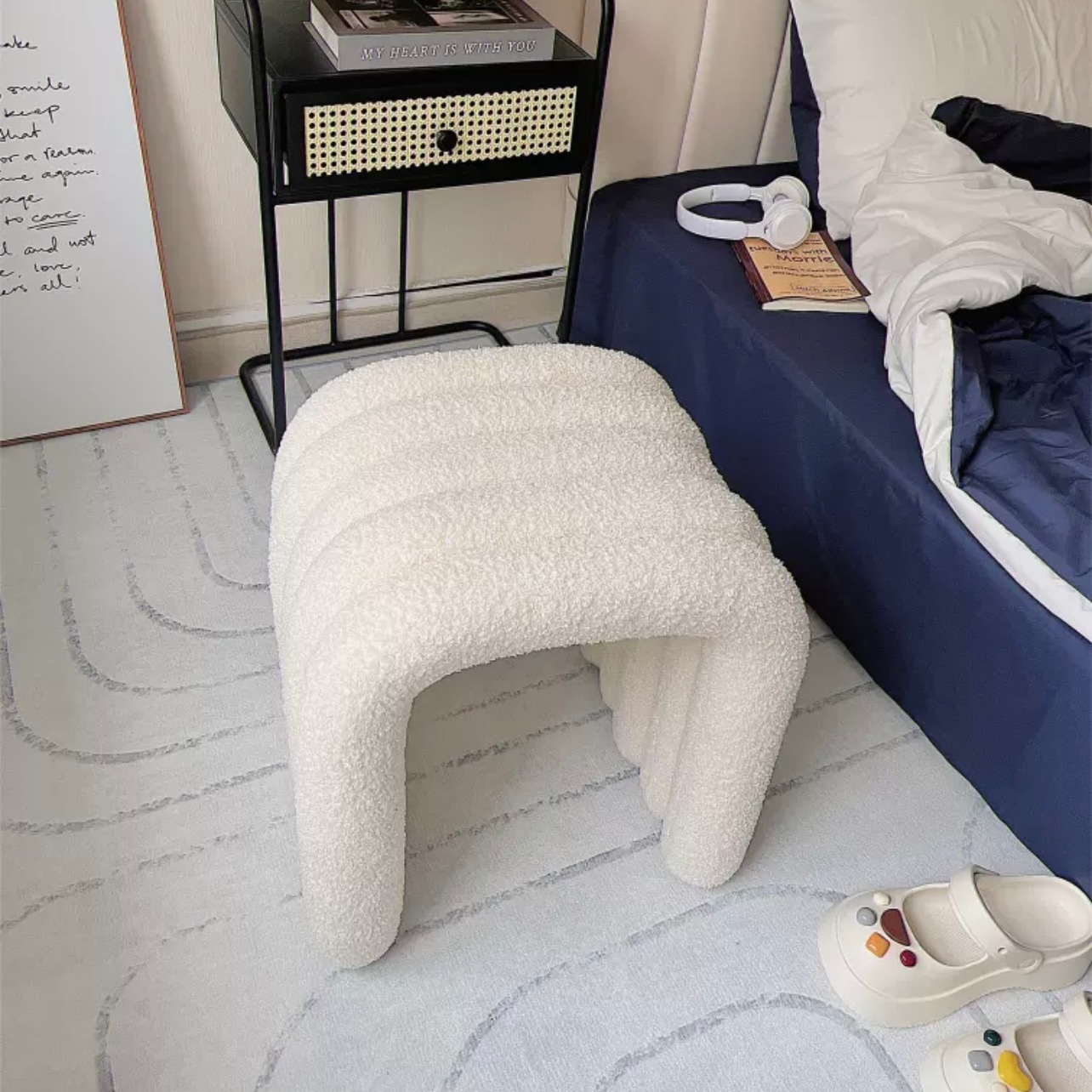 ブークレ アーチ型 スツール ドレッサー 椅子 オットマン おしゃれ 韓国インテリア 韓国雑貨 韓国っぽ インテリア雑貨 韓国 70PARK