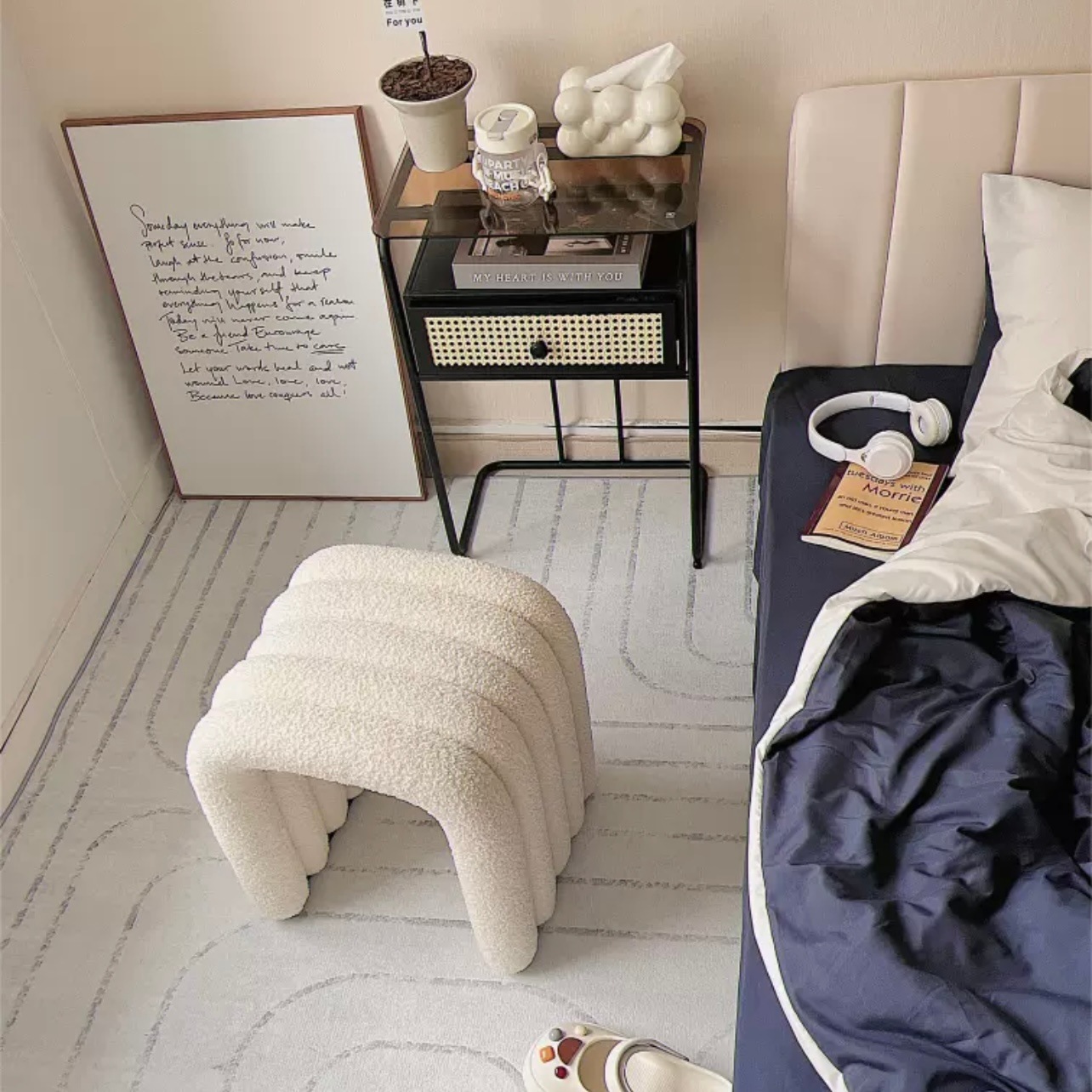 ブークレ アーチ型 スツール ドレッサー 椅子 オットマン おしゃれ 韓国インテリア 韓国雑貨 韓国っぽ インテリア雑貨 韓国 70PARK