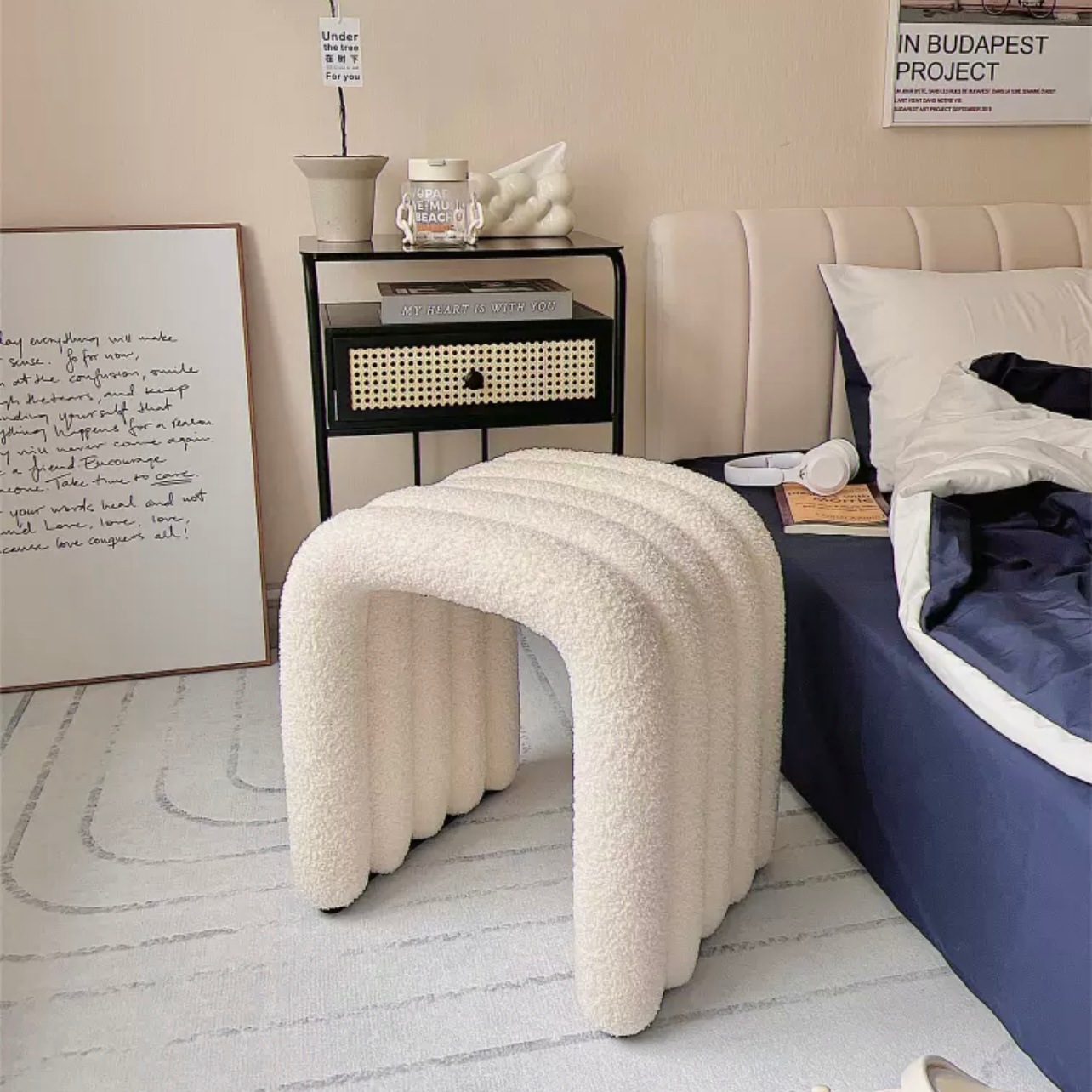 ブークレ アーチ型 スツール ドレッサー 椅子 オットマン おしゃれ 韓国インテリア 韓国雑貨 韓国っぽ インテリア雑貨 韓国 70PARK